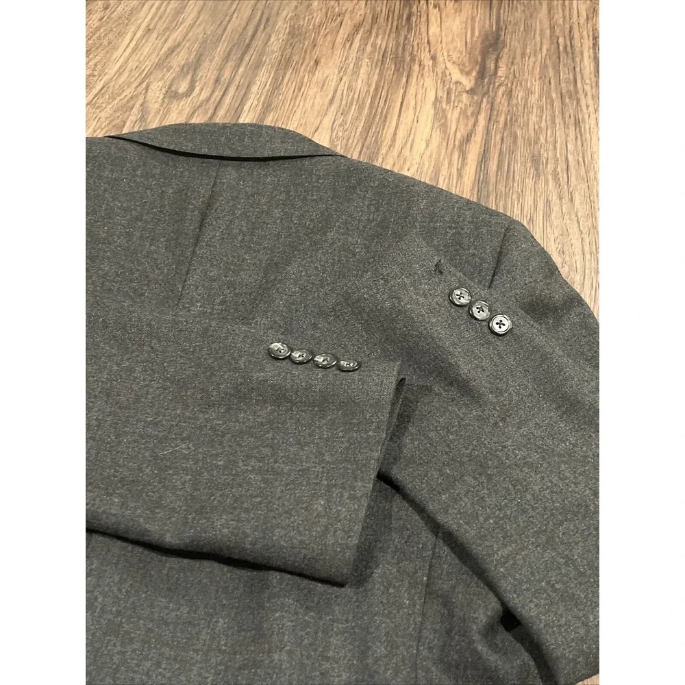 NORDSTROM Mens Blazer Sport Coat Casual Jacket Size 42R Pure Wool Plaid Gray